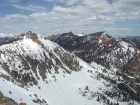 Wilson Creek Peak, Summit Creek Peak, and Phi Kappa Mountain from the ridge west of DBW. Mystery Peak in the distance.