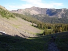 Here's Ken, JJ, and Jordan dropping back down off the saddle on our way back to the trailhead.