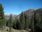 The view north down Galena Gulch, with the Washinton Basin peaks in the background.