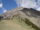 View of Diamond's east ridge from the low saddle.