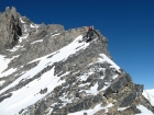 Dave starting up the steep section just below the gully. SeanD photo.