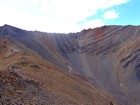 Looking back on the ridge and some crazy vertical strata.