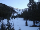 Looking up to the saddle between Easley Peak and Cerro Ciento.