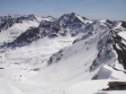 The north side of the Boulder front, still buried in snow. Lorenzo Peak is just right of center.