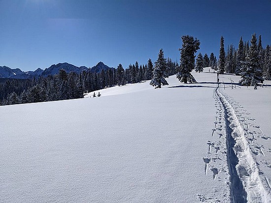 Snowshoeing up Elk Mountain