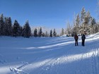 Groomed trail to start, Elk Mountain in the background.