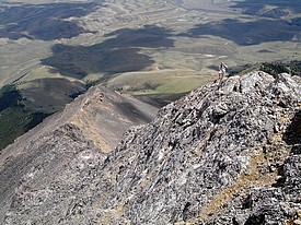 Taking a breather on the way up Diamond Peak's east ridge.