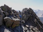 Scrambling along the ridge.