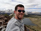 Me on the summit of Gaylor Peak, with Gaylor Lake below.