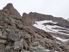 Our route would take us up and across this snowfield.