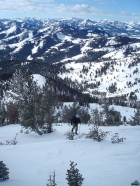 George climbing with the Smoky Mtns in the background.