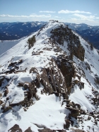 Looking back along the ridge at the lower south summit.