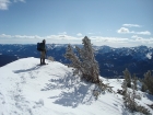 Ready to hit the trail after stepping back into our snowshoes.