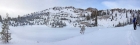 Panoramic view from the frozen lake east of North Goat Peak. ErikP photo.