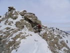 Passing by an outcropping on the ridge.