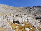 The 1000 foot climb up this boulder field is a grind.