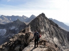 Starting to retrace our steps back over the south summit.