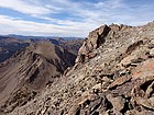 Scrambling up loose talus on Alta Peak.