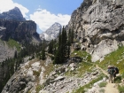 Hiking up the Garnet Canyon trail.