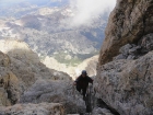 Dave scrambling up Sargent's Chimney.