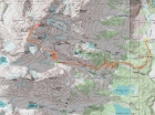 Map of the route, 16 miles round trip with 7000 elevation gain. Throw in another 5 miles and 4500 gain if you want to make a second trip from the meadows to the upper saddle.