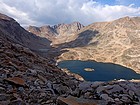 Granite Peak and Sky Top Lake from low on Sky Top Peak.