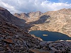 Granite Peak and Sky Top Lake from low on Sky Top Peak.