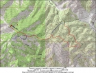 Map of our route. About 7 miles and 1600' elevation gain round trip. Ascent in red, descent in blue.