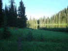 Walking next to the lake.