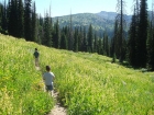 Passing through wildflowers on the way back.