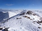 Leaving the summit of Grays Peak, Mount Edwards on the left.
