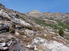 Greys Peak above us as we climb slabs.