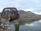 The Guffey Railroad Bridge, with Guffey Butte in the background.