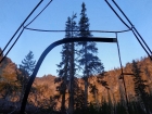 Morning alpenglow from inside the tent.