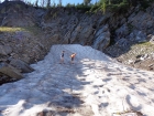 Climbing a snowfield, in August!