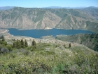 Looking down on the trailhead, next to Arrowrock Reservoir.