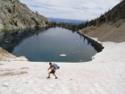 July snowfield on the south side of the upper lake.