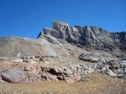 A good view of the funky looking west face of Old Hyndman Peak.