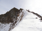 Great view of Matterhorn's big north face, John on the ridge.