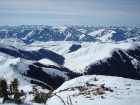 The ski runs on Baldy, with Ketchum down below.