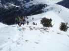 Descending the steep section above the rock band.