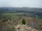 The south ridge, red arrow pointing to the trailhead.