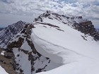 Huge cornice in the saddle below Paragon Peak.