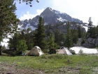 Our campsite at Merriam Lake with Mount Idaho behind.