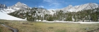 Pano of Mount Idaho and Sacajawea Peak from the inlet to Merriam Lake.