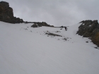 Sean climbing one of the last snowfields before the summit.