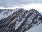 The very cool rock layers of Badrock Peak, east of Leatherman.