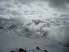 Diamond Peak in the clouds, from Little Sister.