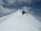 Reclimbing Little Sister, finally some blue skies.