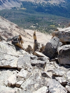 This 50' tall spire is hidden just south of the summit of Lonesome Peak.